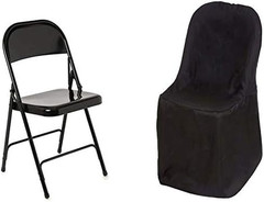 10 Pcs Black Polyester Folding Chair Covers Wedding Linens Reception Party Suppl