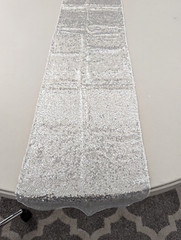 Elfcool 12×72-Inch Silver Sequin Table Runner Sparkly Metallic Event Bridal Wedd