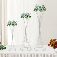 3Pcs Modern Silver Metal Flower Stand for Wedding Table Centerpieces Decor