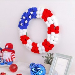 Ball Wreath in Red Blue White for Independence Day For Home Party Decor