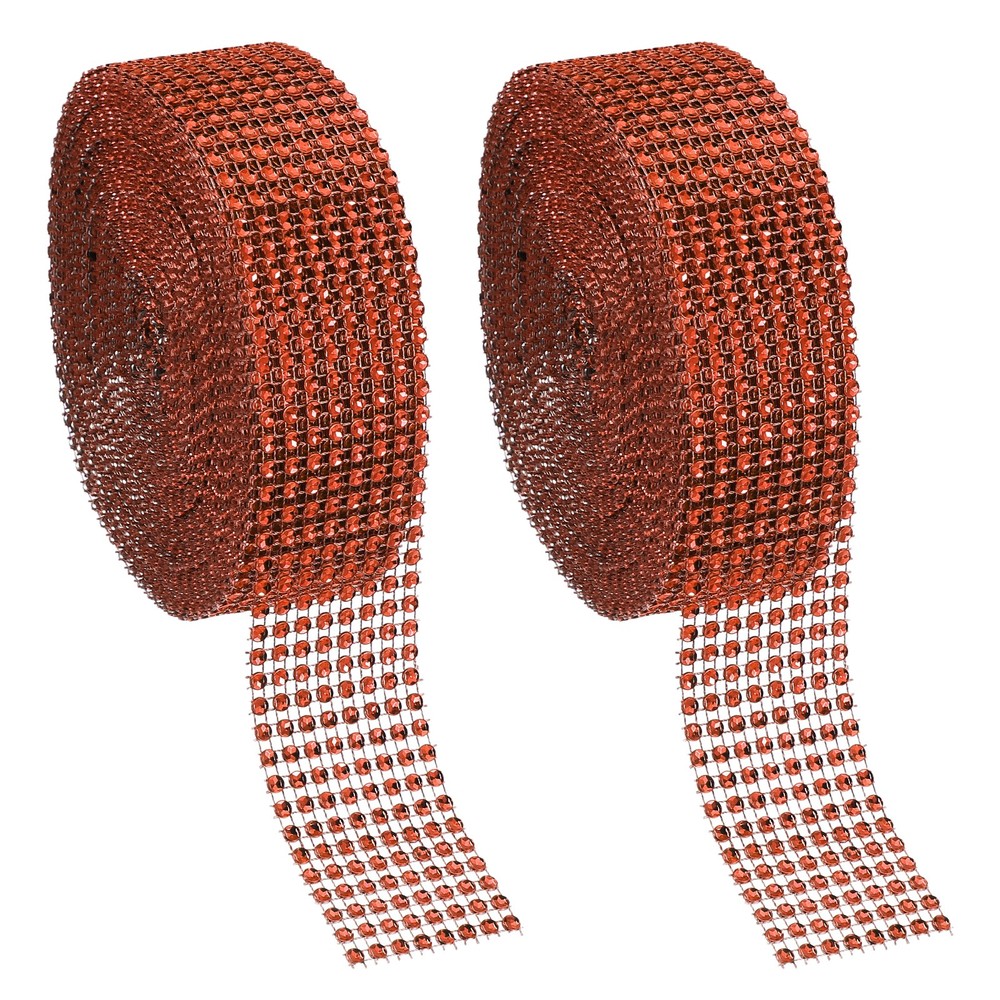 2 Roll 1.5″x20 Yard Crystal Rhinestones Mesh Ribbon Red (4mm)