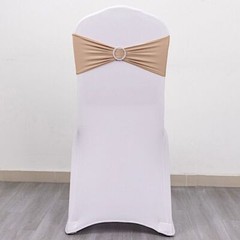 10 Nude Spandex CHAIR SASHES with Silver Round Buckles Wedding Decorations SALE