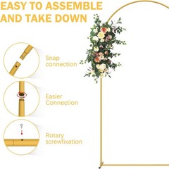 Set of 3 Wedding Arch Backdrop Stand Garden Floral Balloon Arch 7.3&6&6FT Party