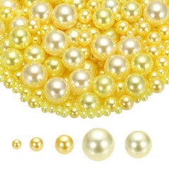 4/6/8/12/14mm Pearl Bead for Vase Filler, 600 Pcs Floating Beads, Yellow
