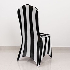 Black White Striped Premium Spandex Stretchable Banquet CHAIR COVER Party Events