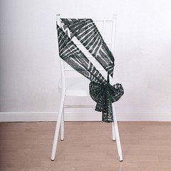 5 HUNTER GREEN Tulle CHAIR SASHES Sequins Geometric Pattern Party Events