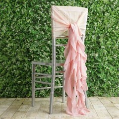 Blush Premium Curly Chiffon CHAIRS Covers Cap SASHES Bows Ties Wedding Sale