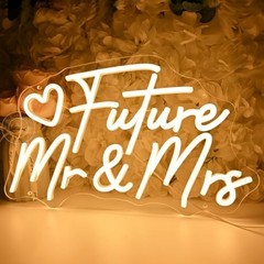 Neon Sign LED Wedding Decor Mr Mrs Wall Hanging Light USB Powered Warm White