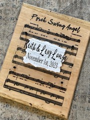 22”X 18”X 1.5”Anniversary, Wedding, Gift, Engraved, Music Sheet, Resin Top Coat!