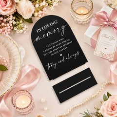 In Loving Memory Wedding Sign, Black Acrylic Memorial Table Decor, Elegant Scrip