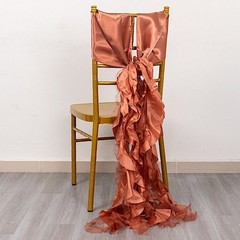 5 TERRACOTTA Curly Willow Chiffon Satin CHAIR SASHES Party Event Decorations