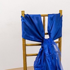 5 ROYAL BLUE Curly Willow Chiffon Satin CHAIR SASHES Party Event Decorations