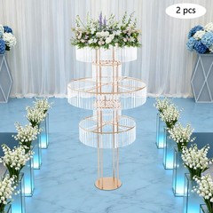 2 PCS 5-Tier Wedding Flower Stand, Gold Iron Acrylic Display Rack, Party Decor
