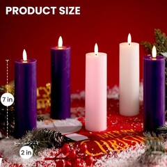 Pillar Advent Candles Set of 5, Battery Operated Advent Candle Set with Remot…