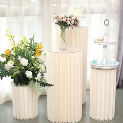 32″ Ivory Folding DIY Accordion Pillar Cardboard Display Stand Pedestal Box