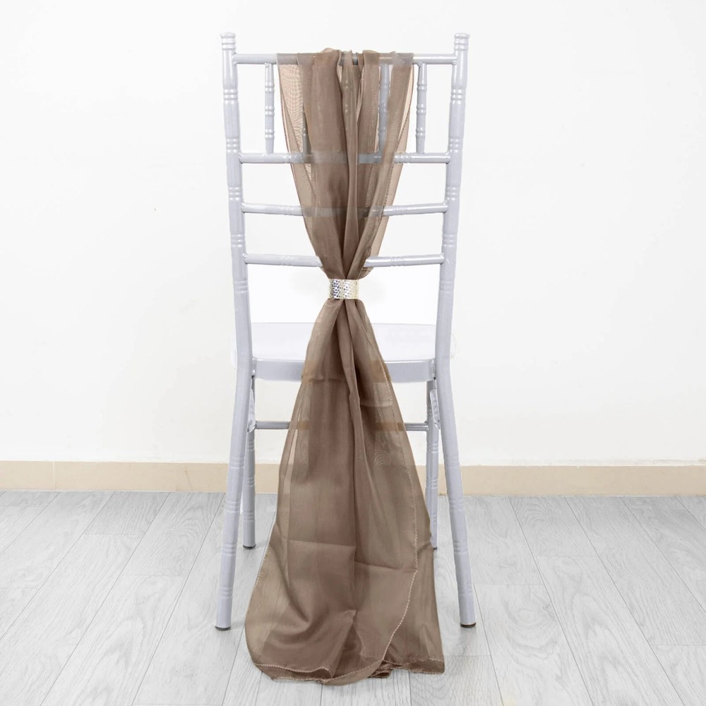 10 Taupe Premium Chiffon Wide CHAIR SASHES Wedding Party Reception Decorations