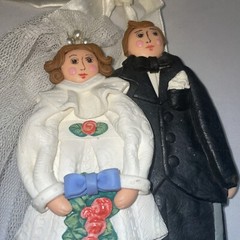 Bride & Groom Wedding 3-D Wall Hanging- 9” Tall- Estate Find