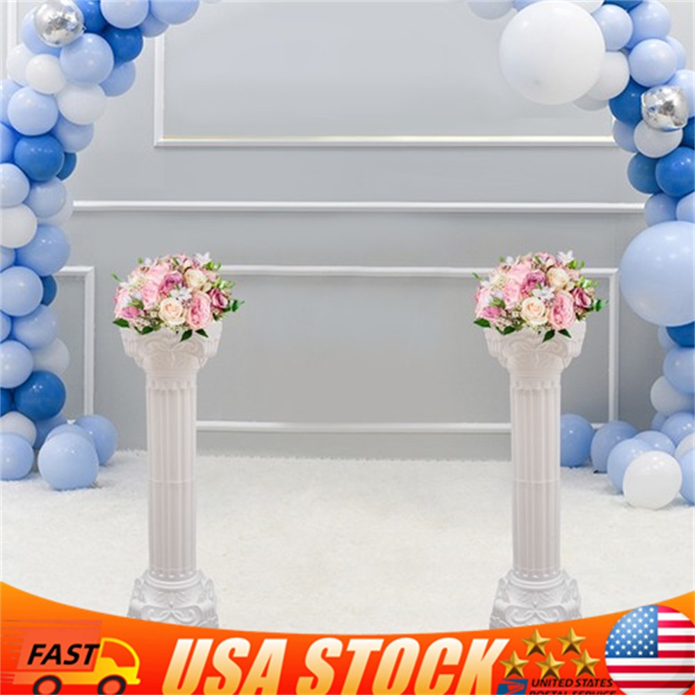 2 Pcs White Roman Pillar Wedding Roman Column Decorative Flowerpot Holder Column