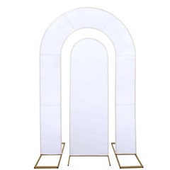 2 WHITE Fitted Spandex Open Arch Double Sided Backdrop STAND COVERS Party Event