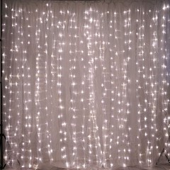Warm White LED Lights on Organza BACKDROP 18 ft x 9 ft Wedding Decorations