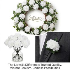 Larksilk White Carnations, Fake Flowers, 100 Pack for Events, Weddings, DIY