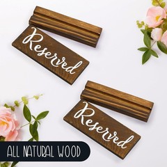 Wooden Reserved Signs for Tables 6-Pack, Brown; Rustic Real Table Signs with …