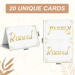 20 PCS Reserved Signs for Wedding Reserved Table Signs for Wedding Engagement Br