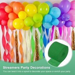8-Rolls 656ft Crepe Paper Streamer for DIY [Dark Green-1.8 Inch x 82 Ft/Roll]