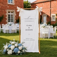 Modern Fabric Wedding Welcome Sign Custom Entrance Banner