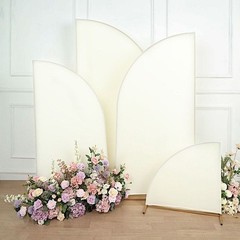 4 Matte IVORY Fitted Spandex Half Moon Wedding Arch Backdrop STAND COVERS Party