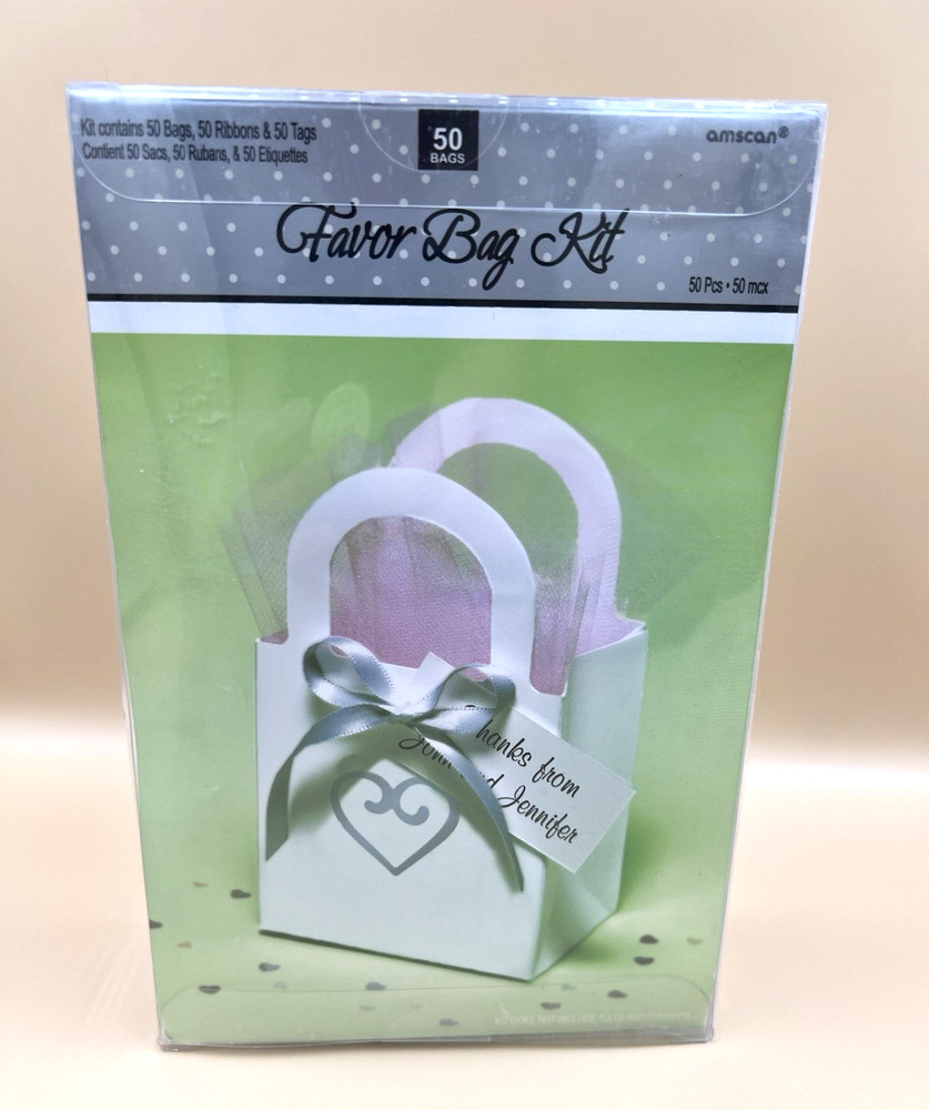 Amscan Favor Bag Kit 50 Bags, Ribbons & Tags All Occasions Factory Sealed