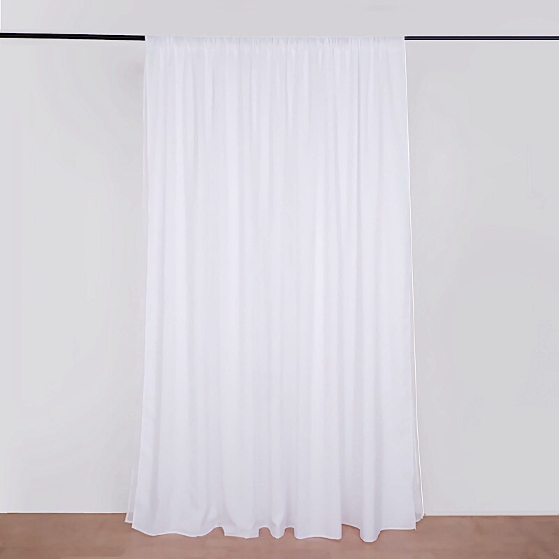 WHITE 10 ft x 10 ft Polyester Sheer Chiffon Dual Layer CURTAIN Rod Pockets Party