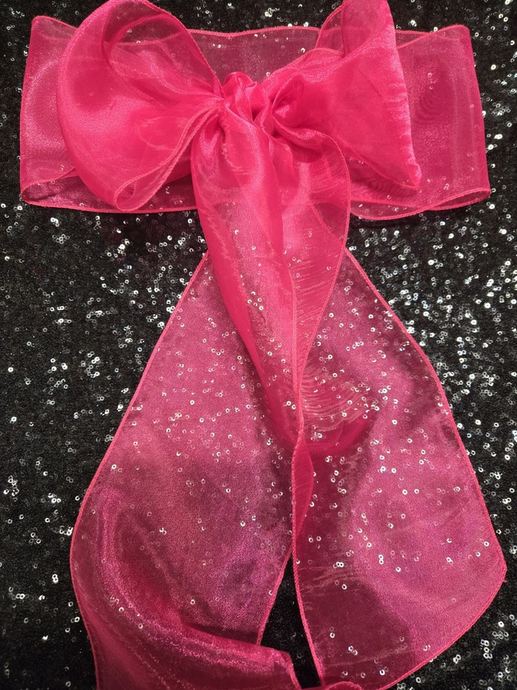 15pc Sheer Chair Decor Bow Sash 104″x5 Magenta Hot Pink #3 Wedding Party Organza