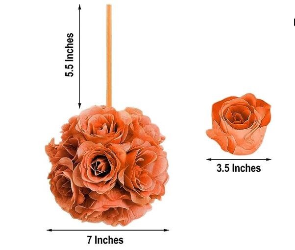 Efavormart 2 Pack | 7″ Terracotta Flower Ball Silk Rose Pomander Kissing Ball