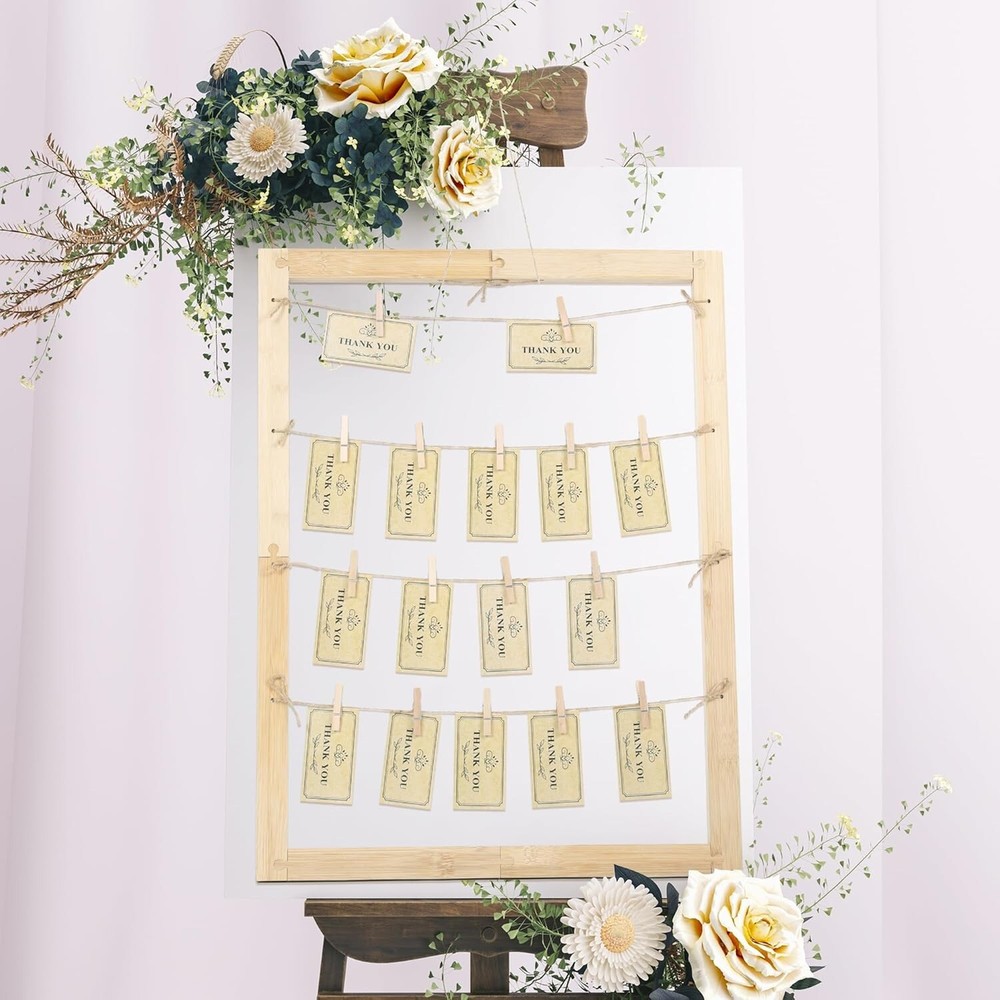 BALAPET Rustic Wedding Seating Chart Frame w/ 20 Printable Cards & Clips 24×18”