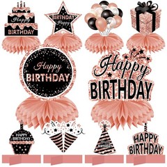 10Pcs Rose Gold Birthday Decorations Honeycomb Centerpieces for Girls Women, …