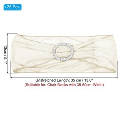 25Pcs 14″x5″ Stretch Chair Sashes Bows Chair Bands Sash with Buckle Cream