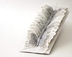 12PC 4″ Silver Glitter Feather Butterflies Craft DIY Wedding Cake Topper