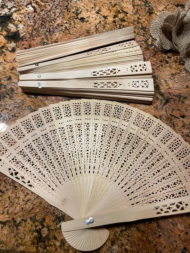Wood Wedding Fans x5