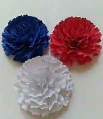 Paper Flower Handcrafted 3.5″ Red White & Blue Carnation Wedding Party Backdrop