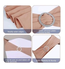 Nude Spandex Chair Bands Plastic Buckle Washable Wrinkle Free Wedding, Parties