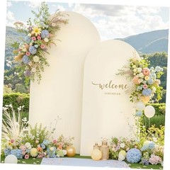 Beige Arch Backdrop Cover Set of 2 Beige Arch Cover 6FT + 7.2 FT Beige – 2 Pack