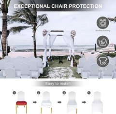 Spandex Banquet Chair Covers 100 Pcs White for Wedding Party | Stretch Polyester