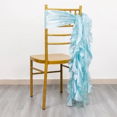 5 BLUE Curly Willow Chiffon Satin CHAIR SASHES Party Event Decorations Supplies