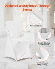 VEVOR 30PCS White Stretch Spandex Folding Chair Covers for Wedding Party Dining