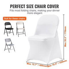 VEVOR 100PCS White Stretch Spandex Folding Chair Covers for Wedding Party Dining