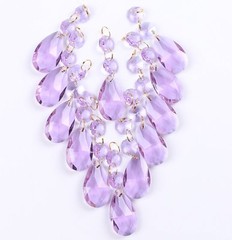 12 Hanging Purple Teardrop Crystal Chandelier Prisms Pendants Glass Beads Lights