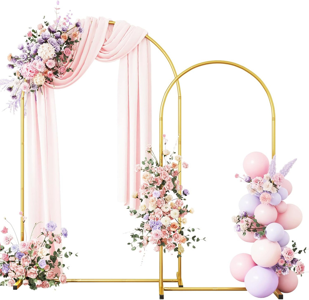 Gold Metal Balloon Arch Stand Set for Wedding & Party Decor – 6FT & 7.2FT