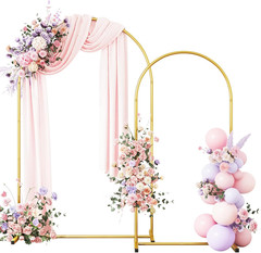 Gold Metal Balloon Arch Stand Set for Wedding & Party Decor – 6FT & 7.2FT
