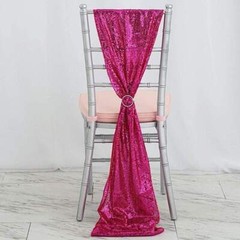 Extra Wide FUCHSIA Premium Sequined Chair Sashes Wedding Events Decorations